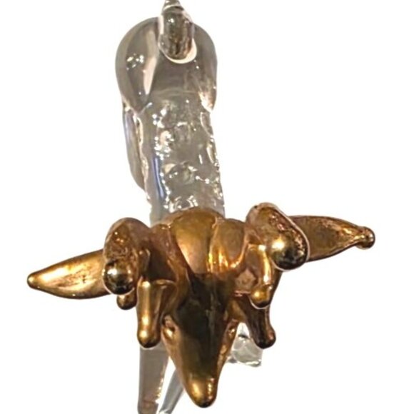 4 Vintage Crystal Animal Figurines 24K Gold Gilded mouse elephant deer Pegasus - Picture 13 of 16